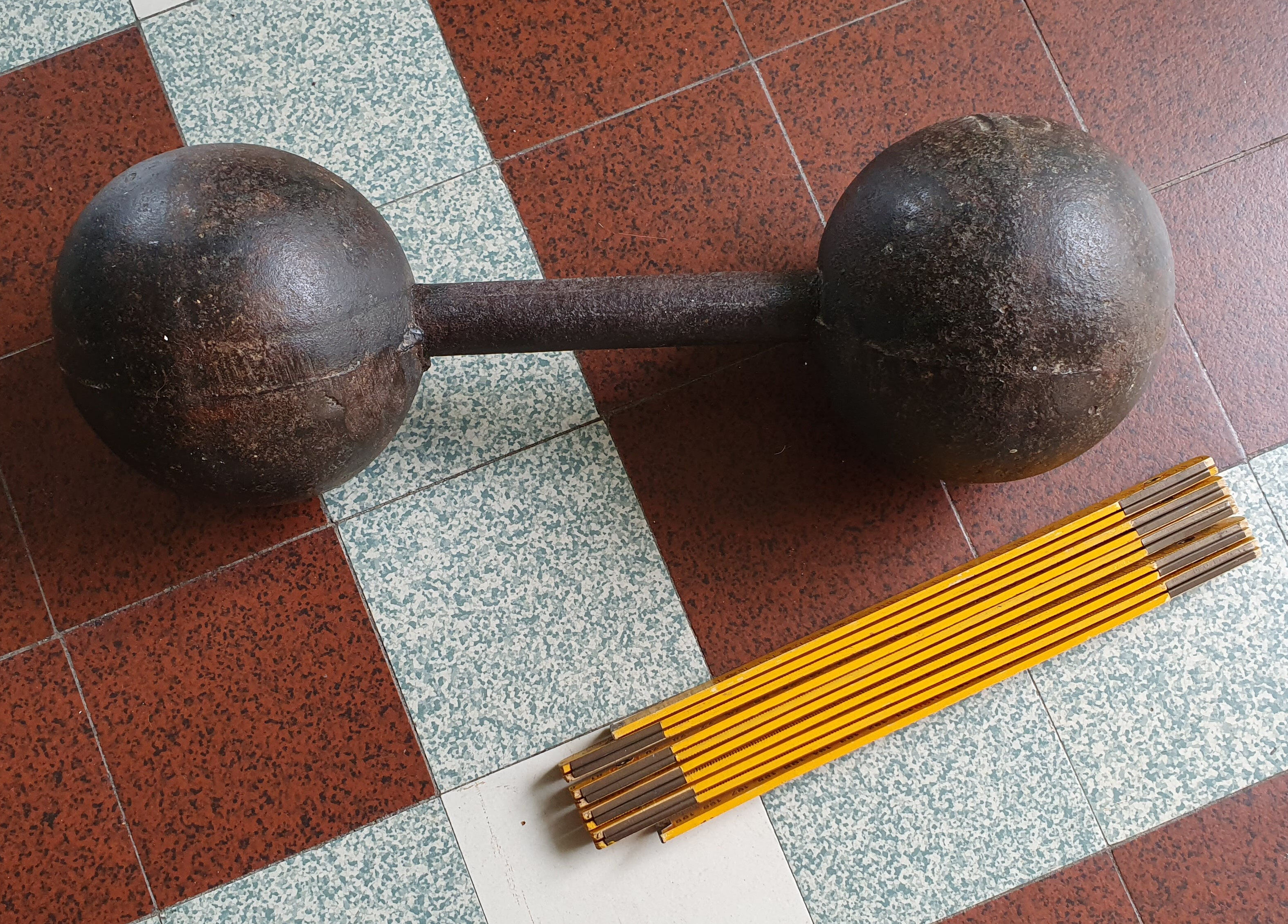 Vintage cast iron dumbbells