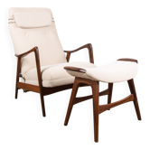 Large Norwegian Teak Armchair with Ottoman, Folke Ohlsson for Westnofa.