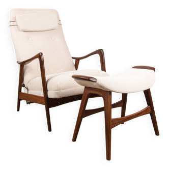 Large Norwegian Teak Armchair with Ottoman, Folke Ohlsson for Westnofa.