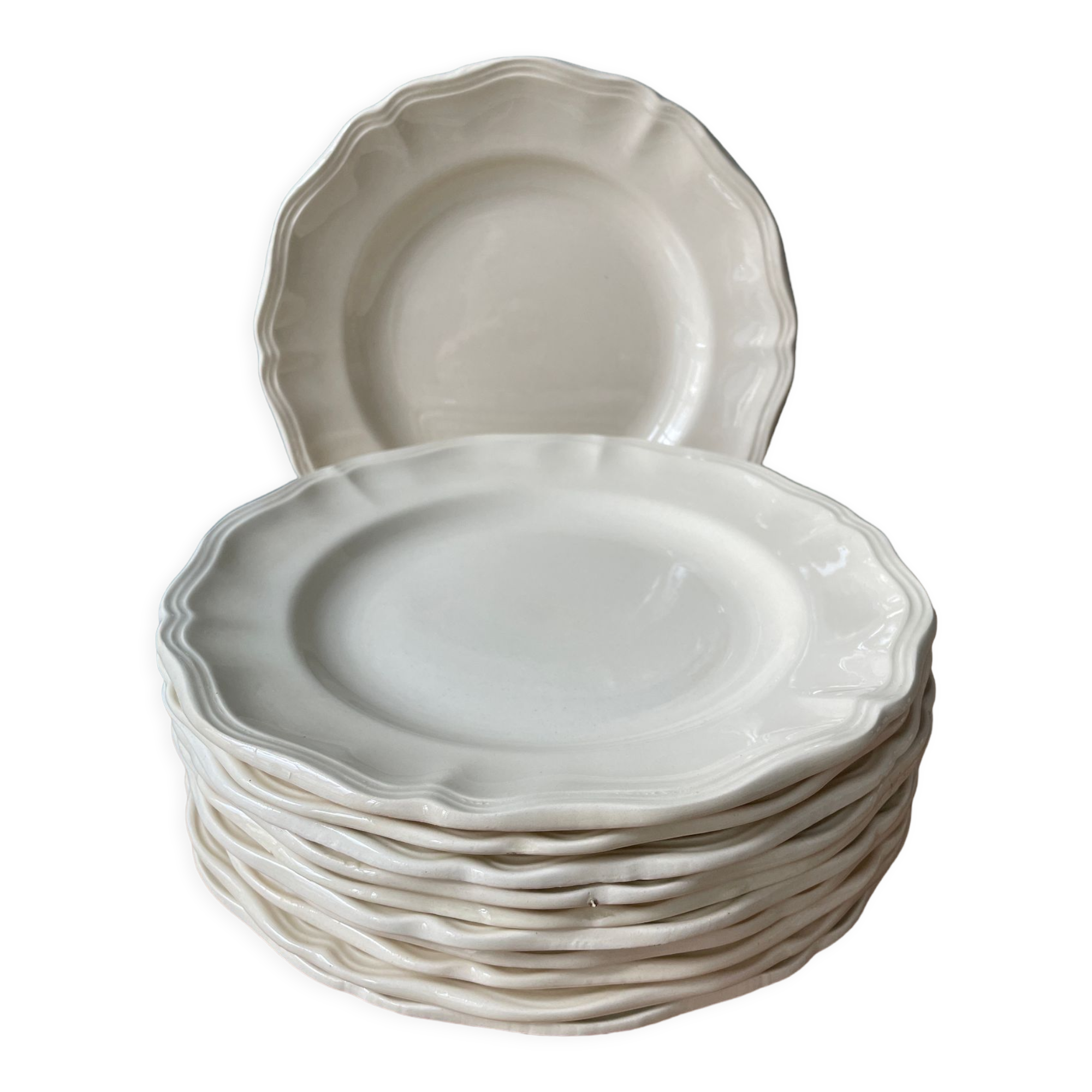 Set of 11 flat earthenware plates from Sarreguemines France