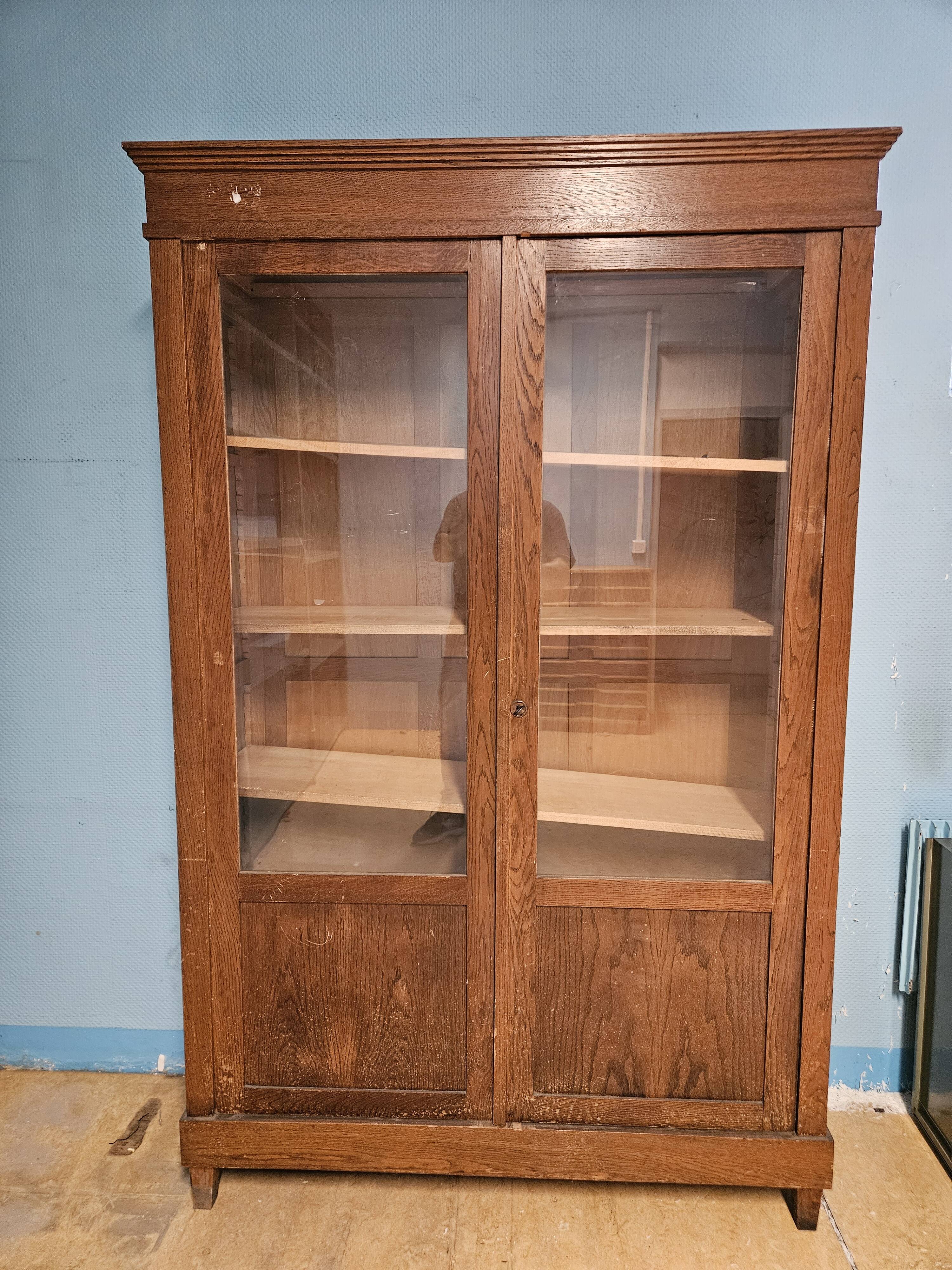 Antique oak administrative cupboard