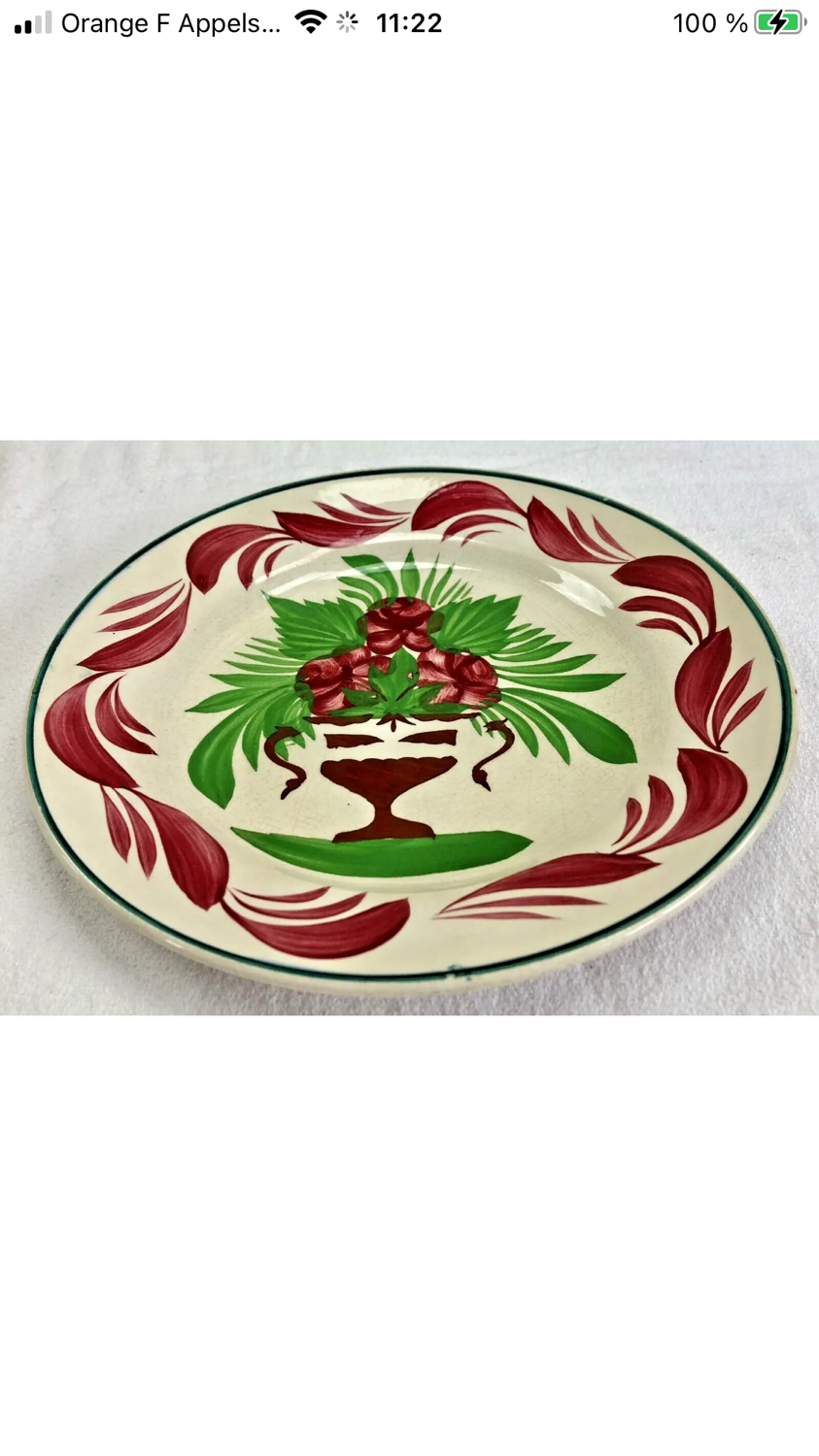 7 dessert plates XIX Sarreguemines stencil decoration