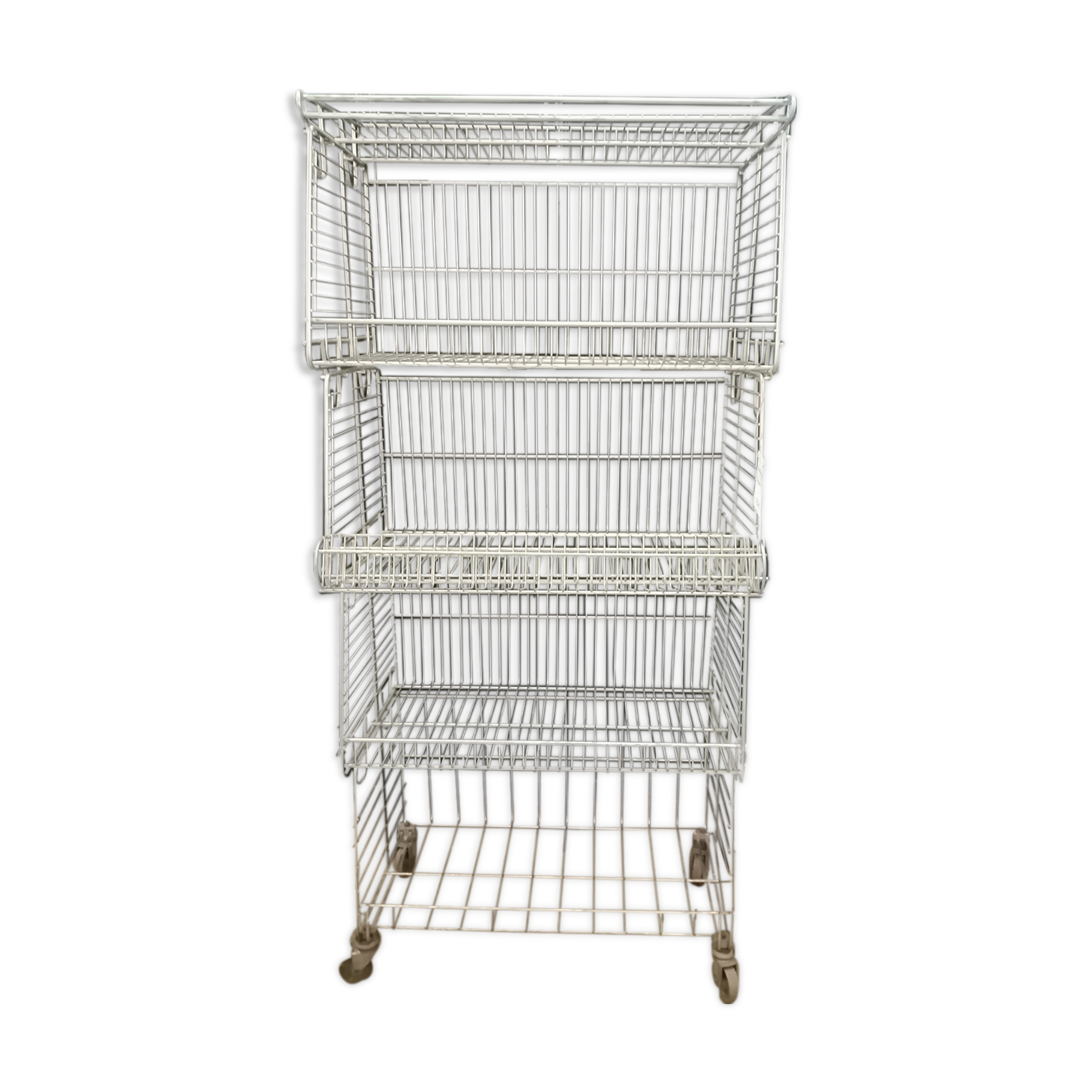 Vintage old shelf store wire wire basket modular industrial design 70s