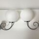 Pair of chrome and opaline metal wall lamps