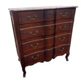 18th century crossbow chest of drawers, stamped