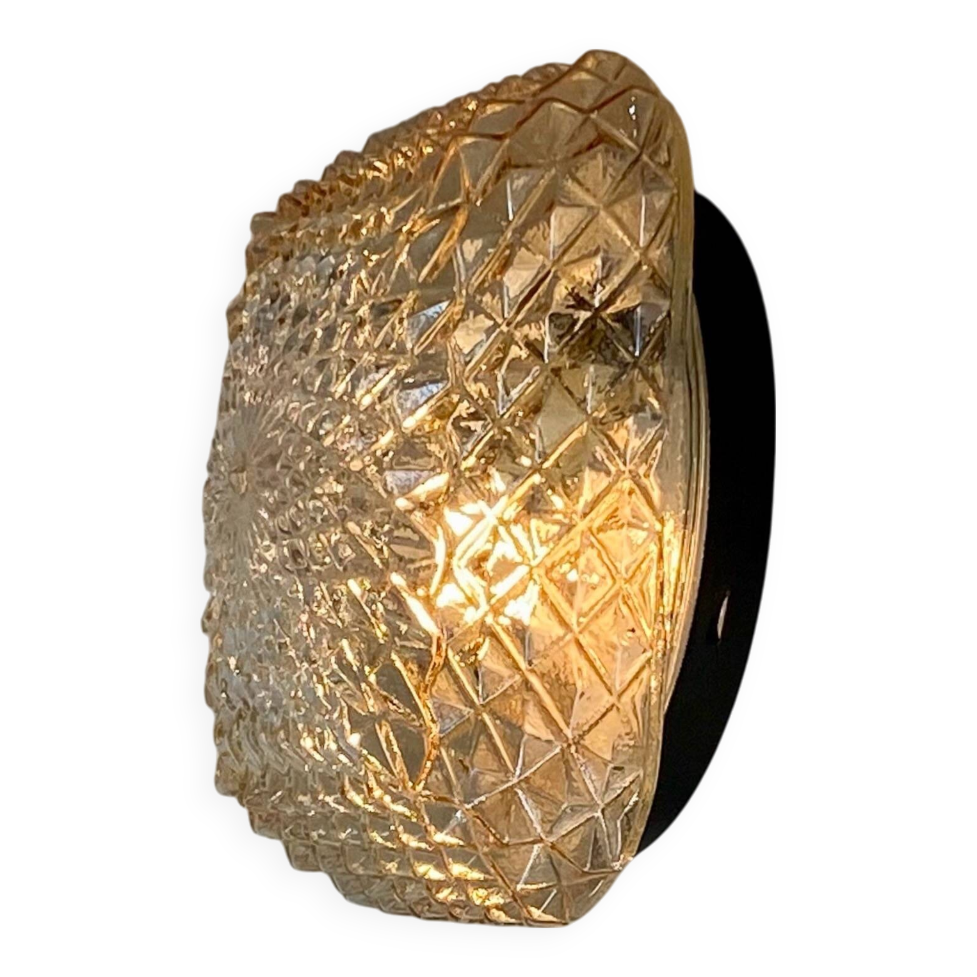 Wall light ceiling light amber glass gold 1970 1980 LAMP-7327