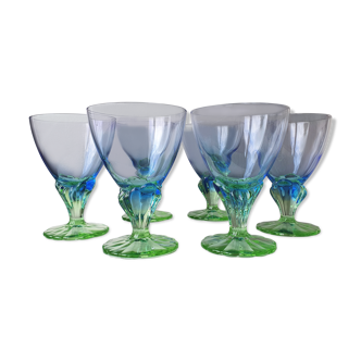 Set of 6 Italian crystal design glasses from the eighties