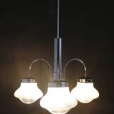 1960s Chrome Plated Chandelier with Murano Glass,  Italy