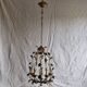 Rare suspension / antique chandelier with 5 lights - Flowers & Foliage in gilded metal