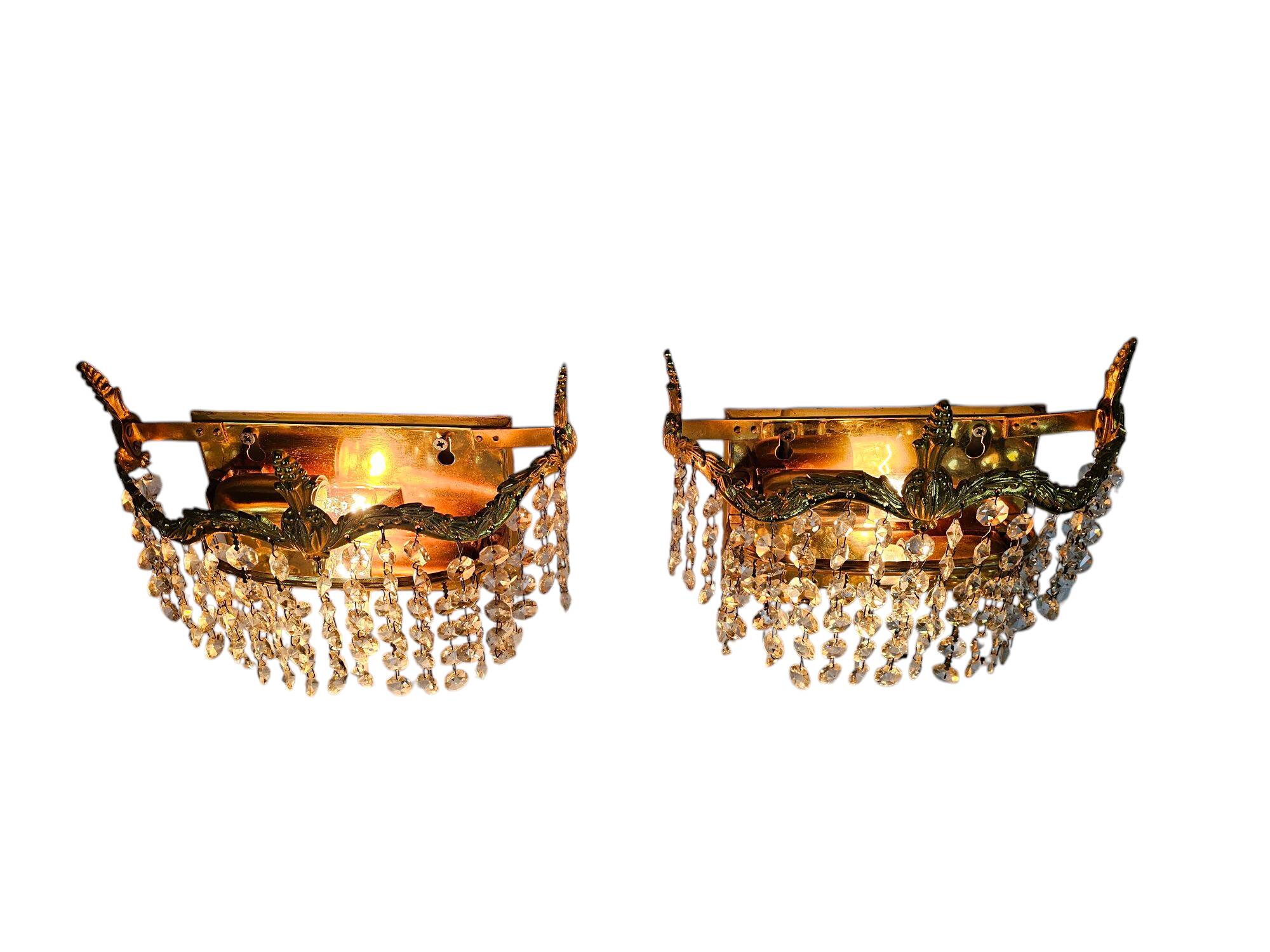 2 Strass wall lamps- gilded- 60's