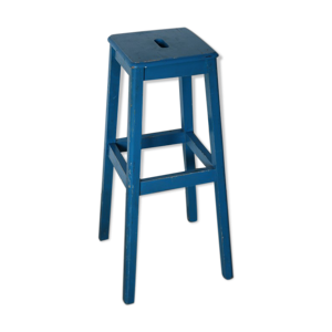 tabouret bois bleu 1950