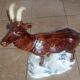 Statuette 43cm chamois on a snowy rock - polychrome ceramic