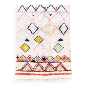 Berber rug Azilal ecru with colorful patterns 248x162cm