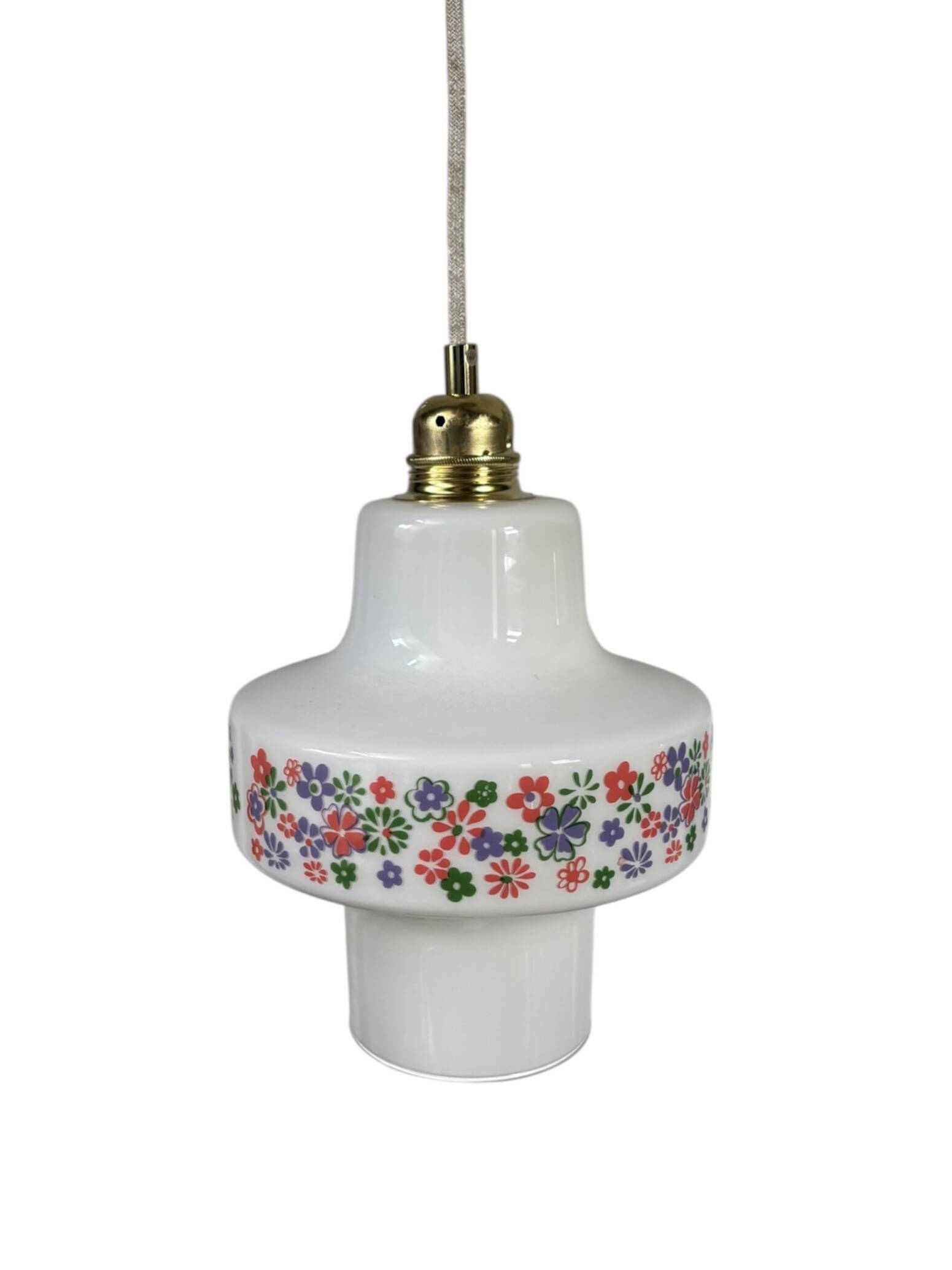 Vintage floral opaline pendant light