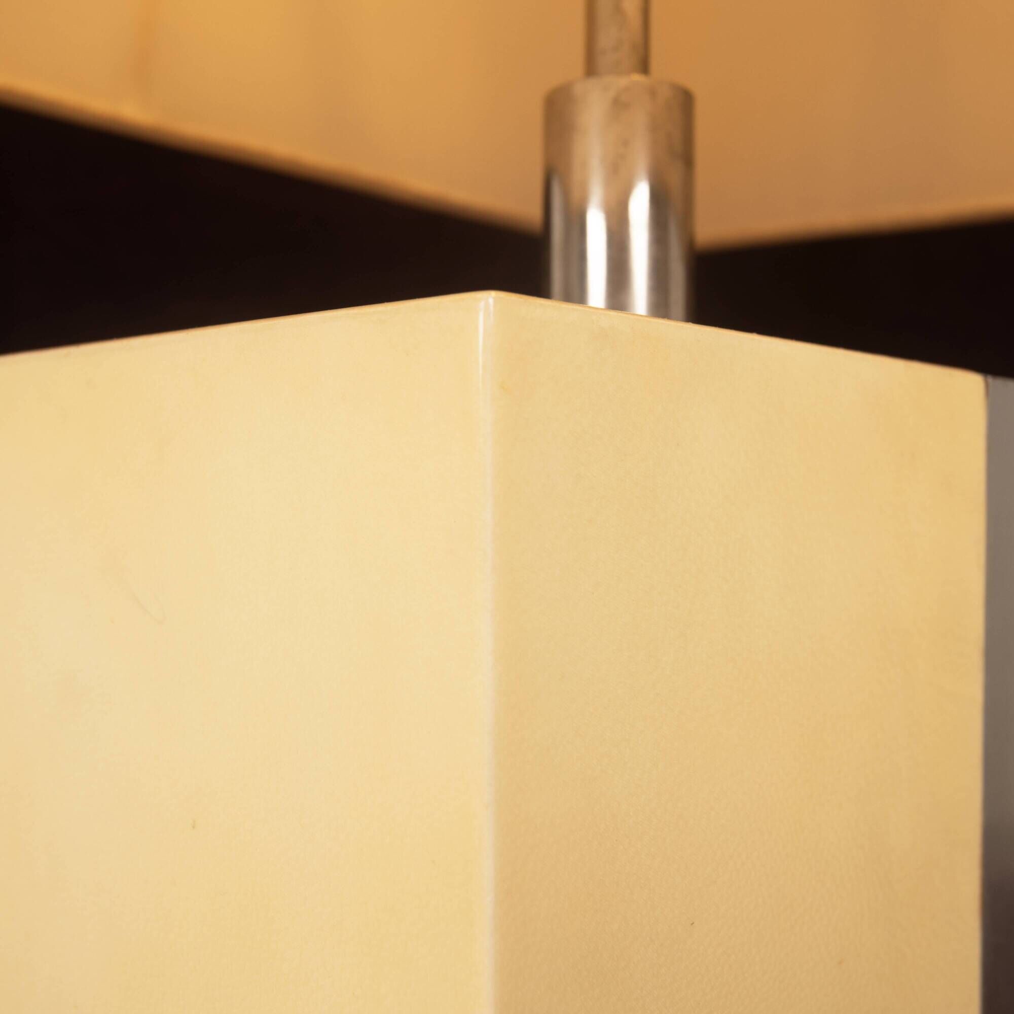 Tommaso Barbi Italian Rationalist Parchment and Metal Geometric Table Lamp
