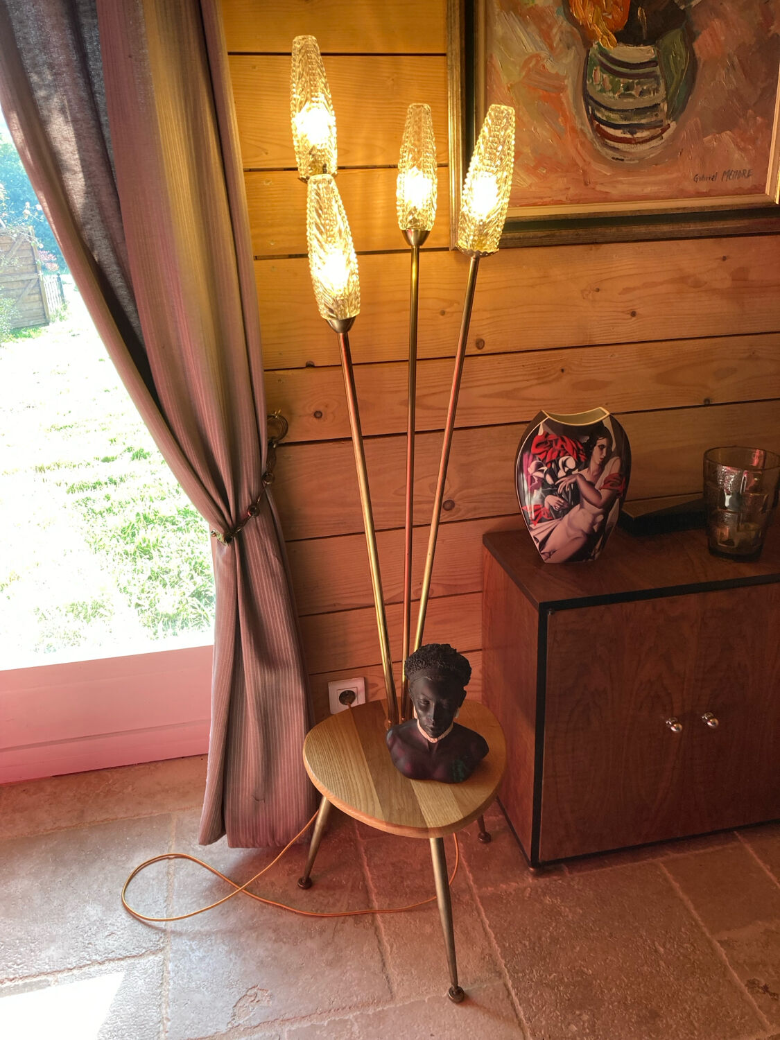 Vintage four-branch tripod lamp