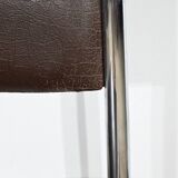 Suite of 3 Leather and Chrome Metal Chairs, attributed to Collomb Creation – 1970