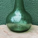 Single-flower vase in blown, bubbled glass, signed Biot