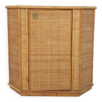 Rattan corner cupboard 1970