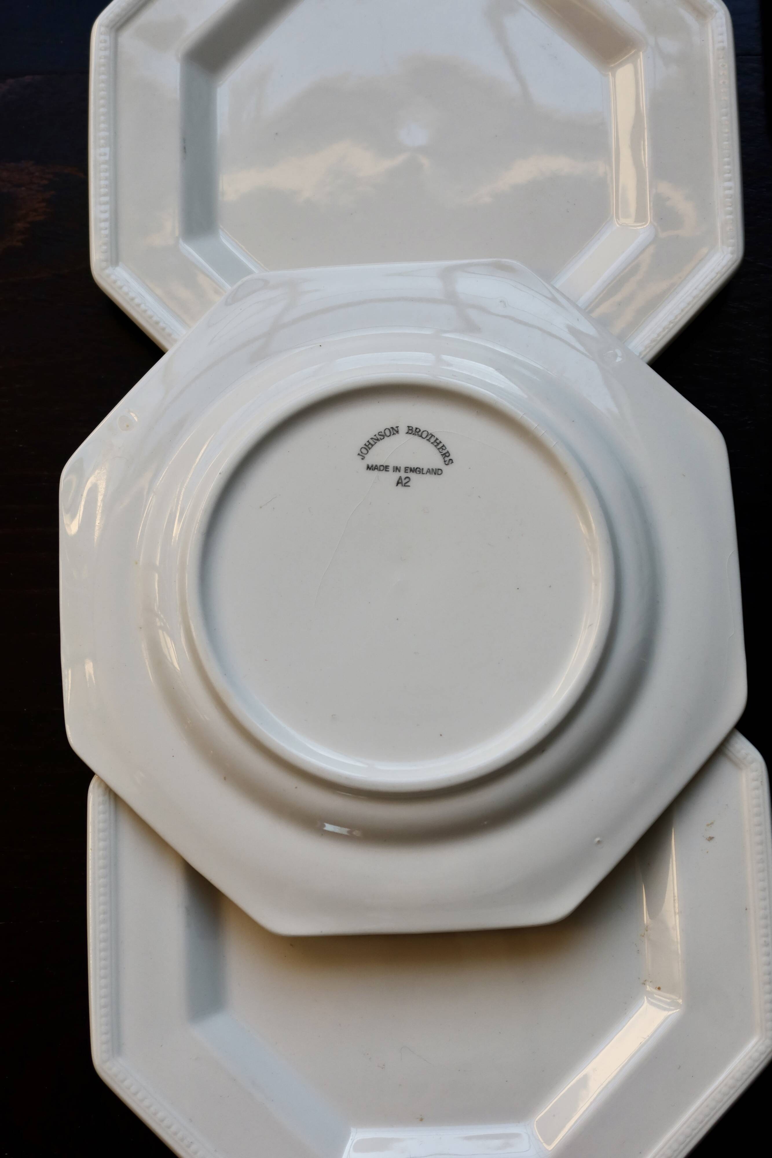 6 vintage octagonal beaded dessert plates - Johnson Brothers