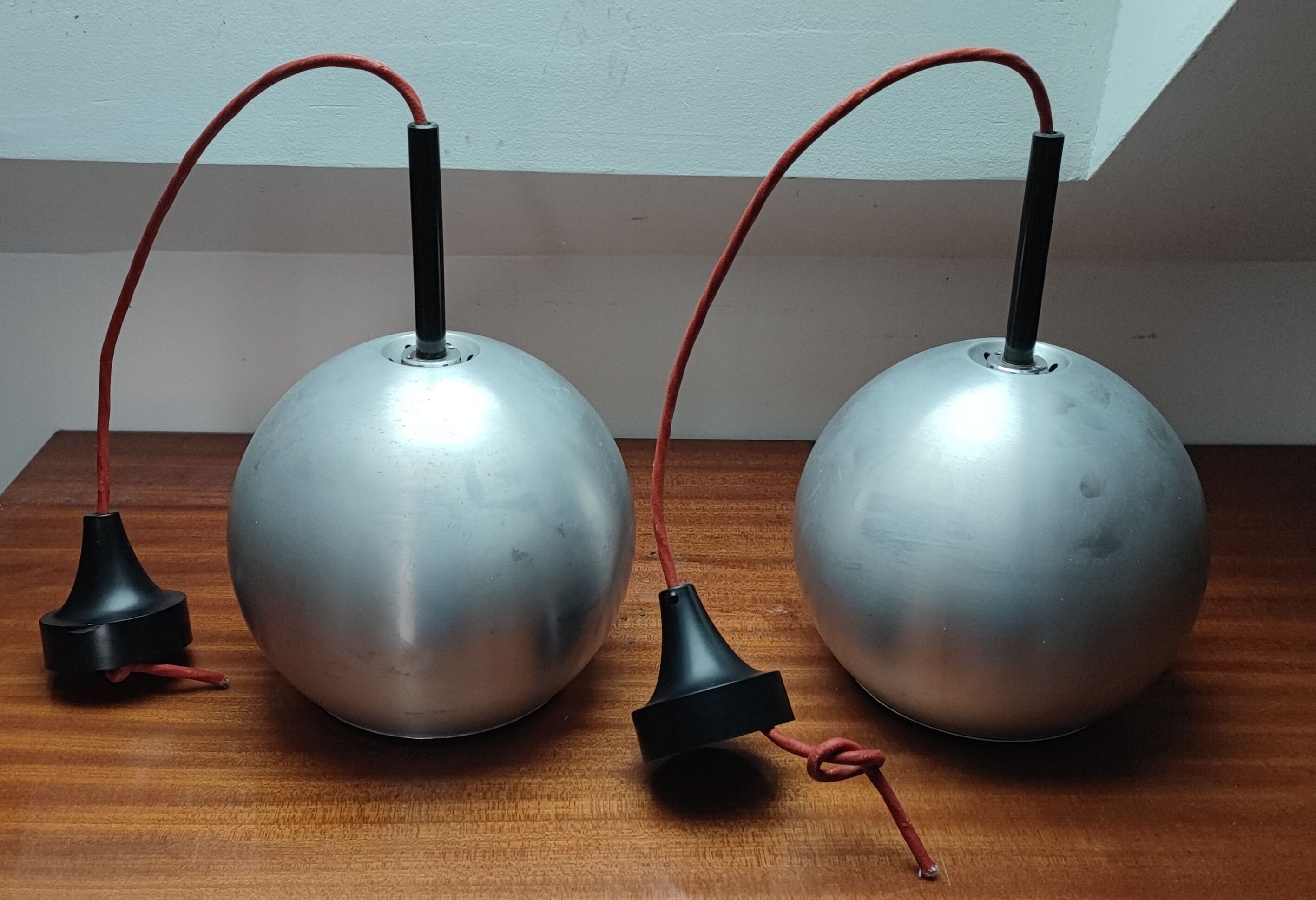 Duo of Erco 1970 aluminum suspensions