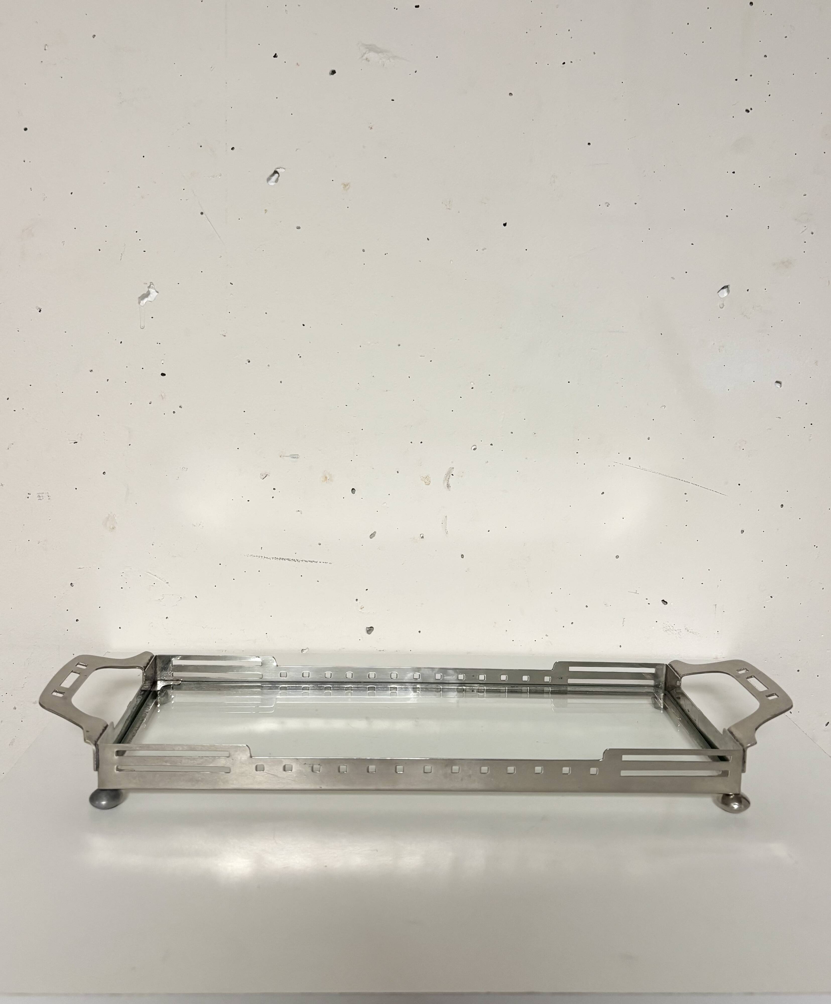 Art Nouveau style Hoffmann-style glass tray, Ofner design, 1920