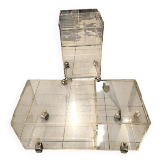 2 vintage transparent plastic furniture pieces