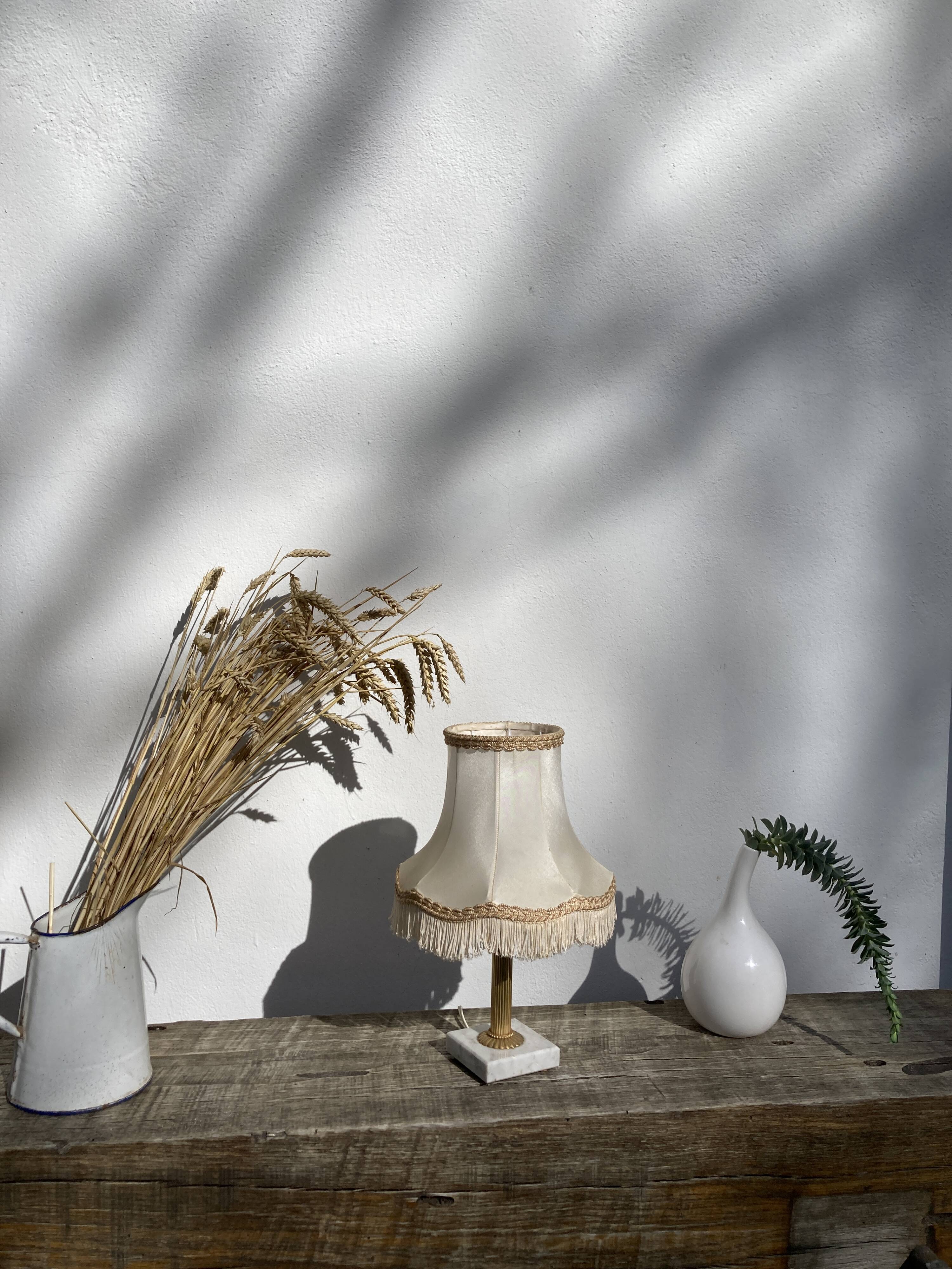 Marble table lamp and antique golden column