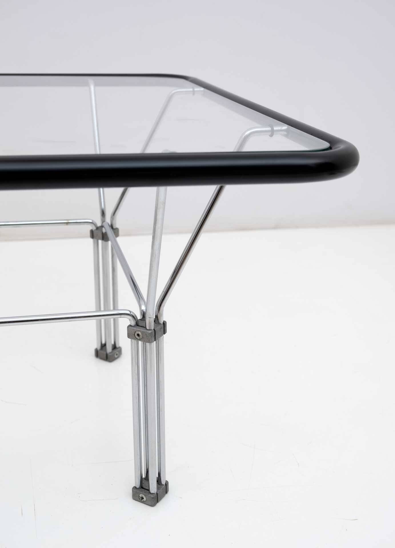 Attributed Niels Bendtsen Post Modern Crystal and Steel Coffee Table, 1970s