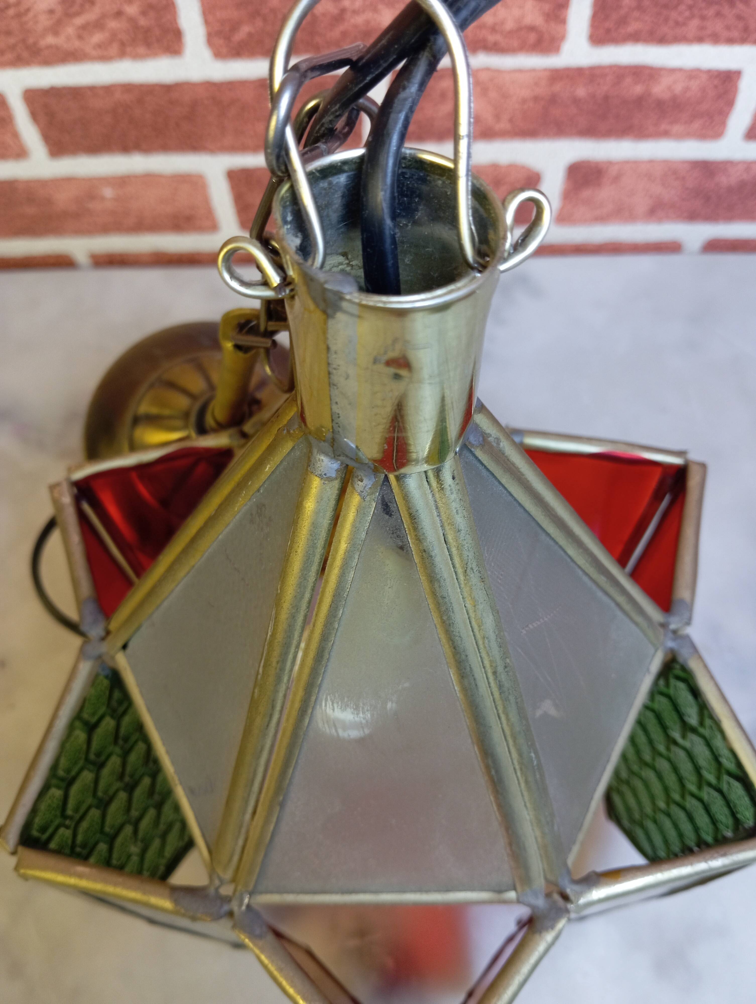 Glass and metal chandelier