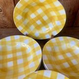 Set of 8 old Digoin Sarreguemines plates, yellow Scottish model