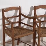 Two oak and rope armchairs, circa 1900