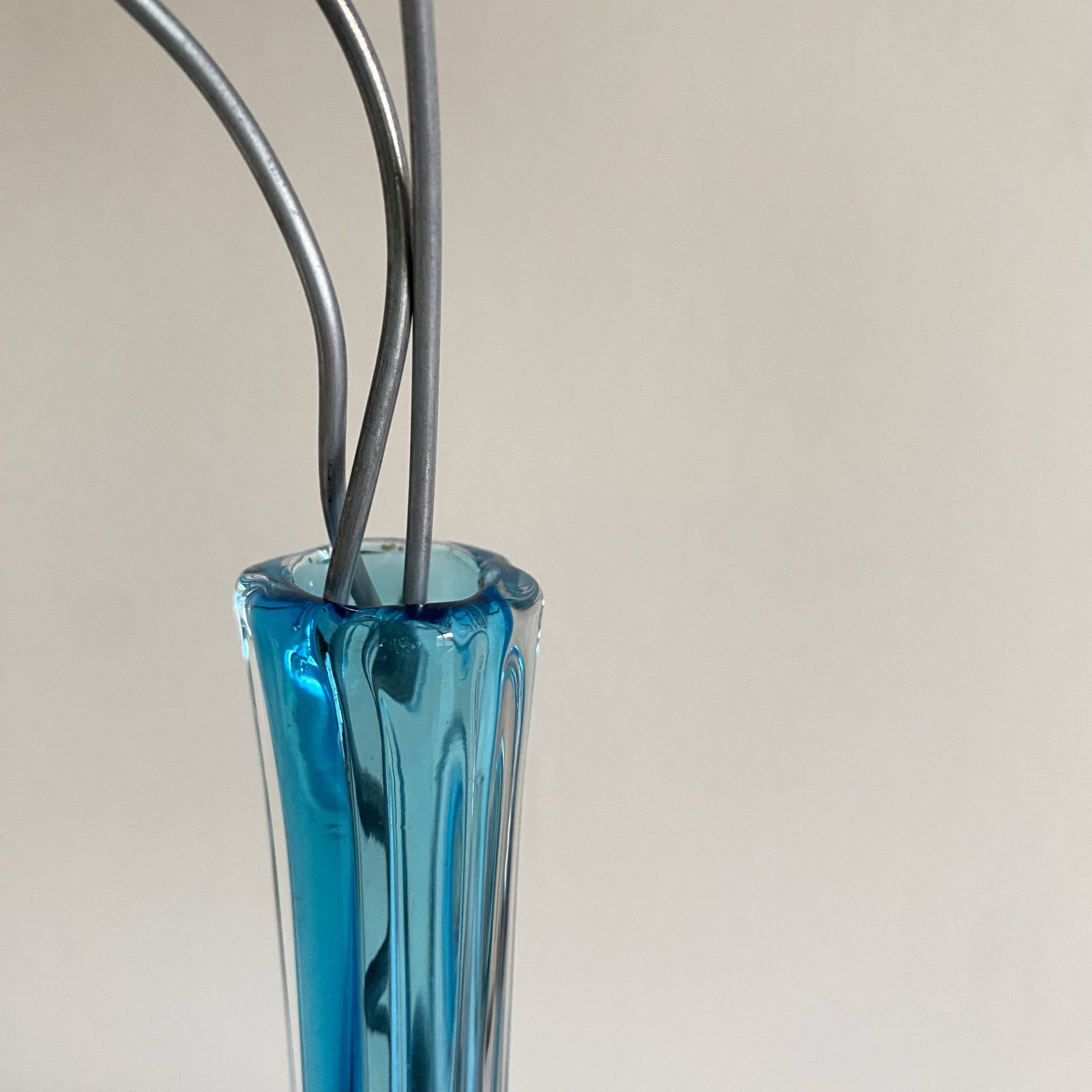 Antique blue glass soliflore vase, vintage decoration ACC-7343
