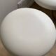 Pair of vintage Z low stools with chrome metal base and white skai seat. H: 49 cm 80s