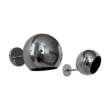 Pair of adjustable wall lights, chromed metal, France 1970