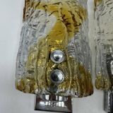 Duo of two-tone Murano Mazzega wall lights 1970