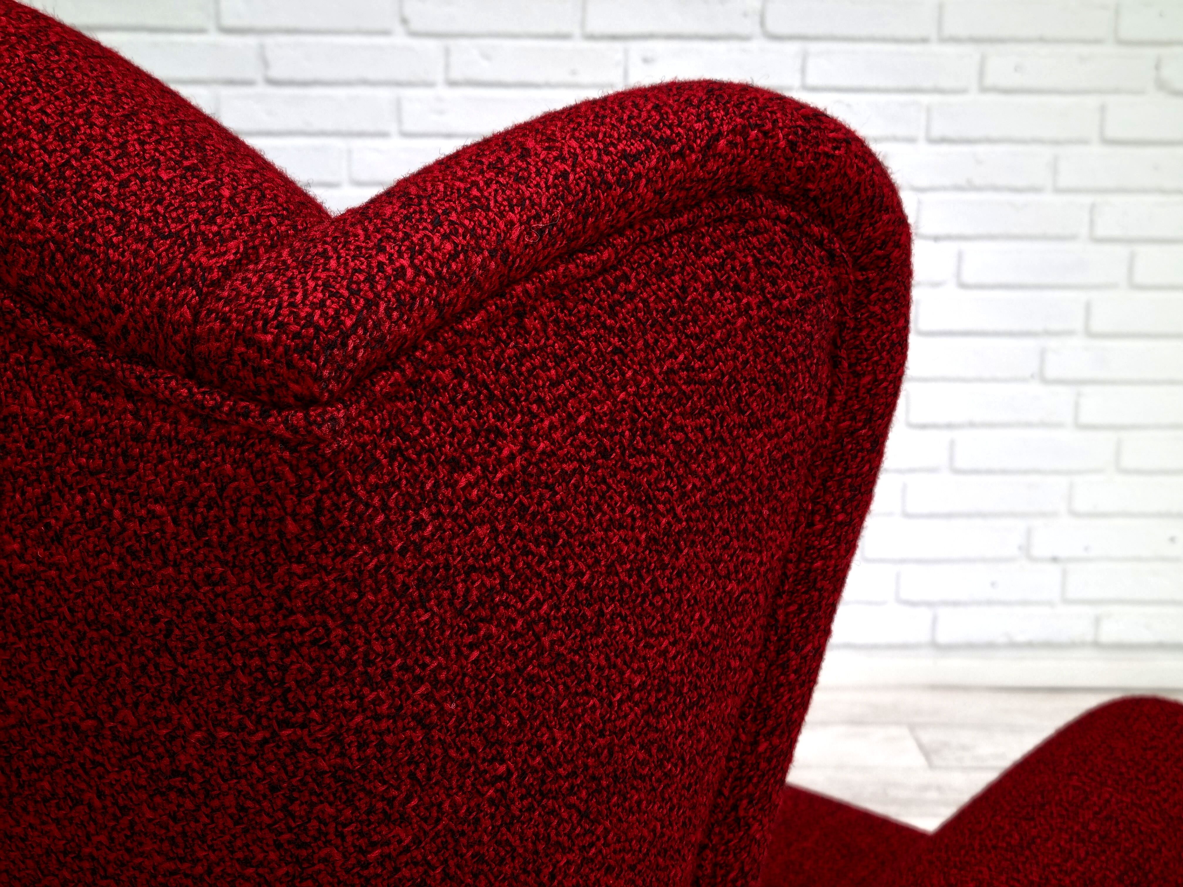 50s, Danish design, refurbished chair, furniture wool, mahogany wood