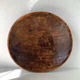 Vintage African tidy in natural wood with carved decoration in flat masks