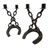 Pair of brutalist style candlesticks