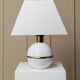 White Ceramic Table Lamp with Gold Band, Italy 1980s – Hollywood Regency Vintage