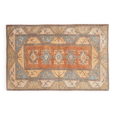 1970s Vintage Turkish Oushak Handmade Wool Cotton Orange Area Rug 200x303