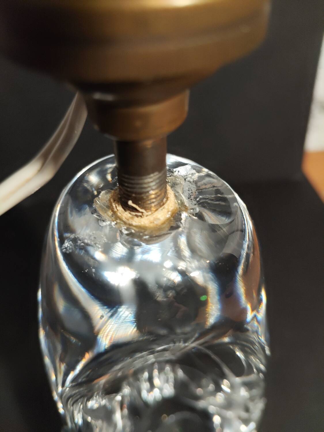 Modernist crystal lamp sculpture signed Schneider Paris France