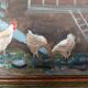 Painting, farmyard painting, hens signed