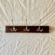 Vintage wall-mounted coat rack in solid wood - 3 cast aluminum hooks
