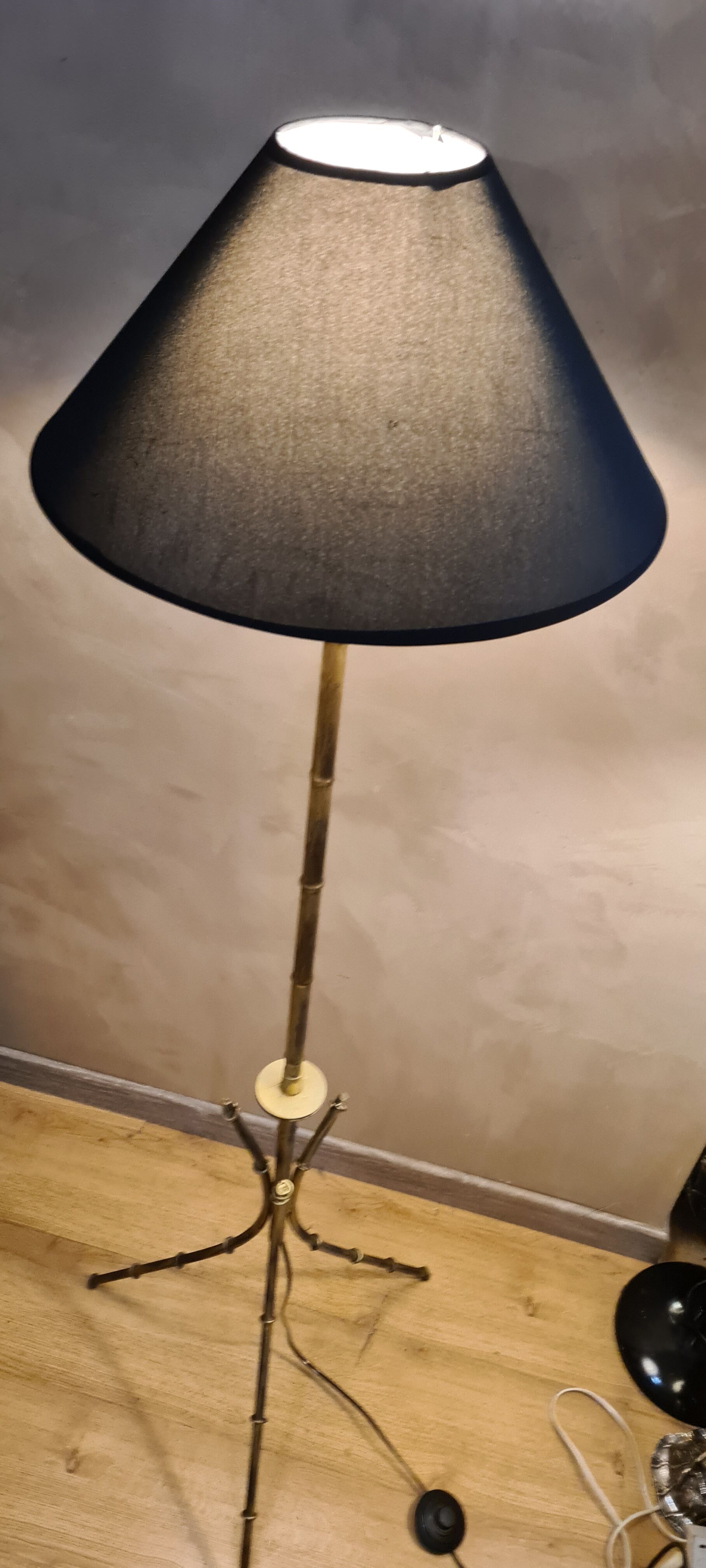 Bamboo style floor lamp painted steel