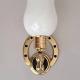 Gilded bronze wall lamp with iron and horse head 1950/1960.