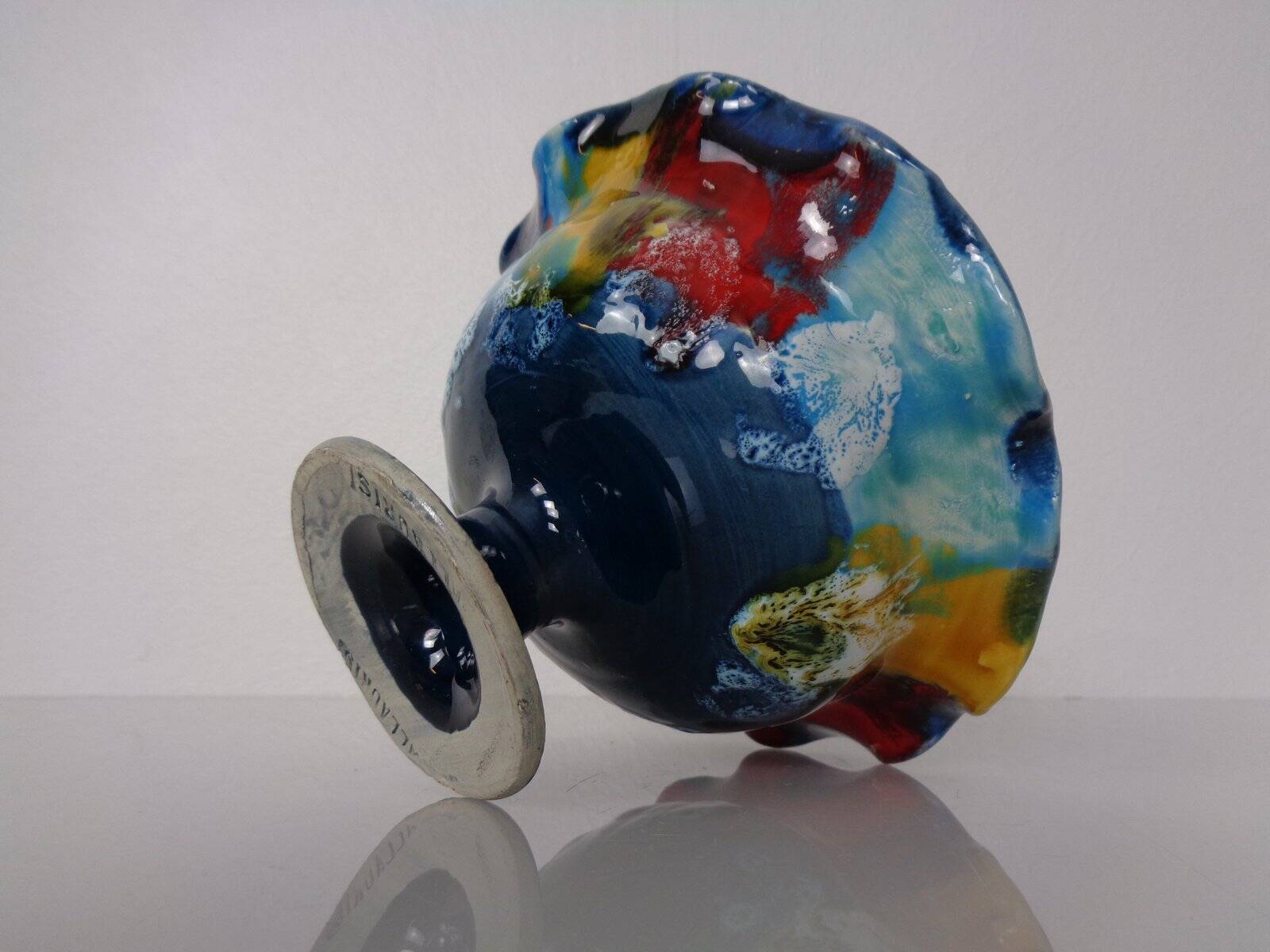 French multicoloured studio ceramic bowl from Vallauris, 1970s