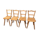 Set of 4 Vintage Beech Chairs Bistro Country Feet Compass