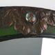 Arts & Crafts Mirror in green metal with glass decoration, France ca. 1905