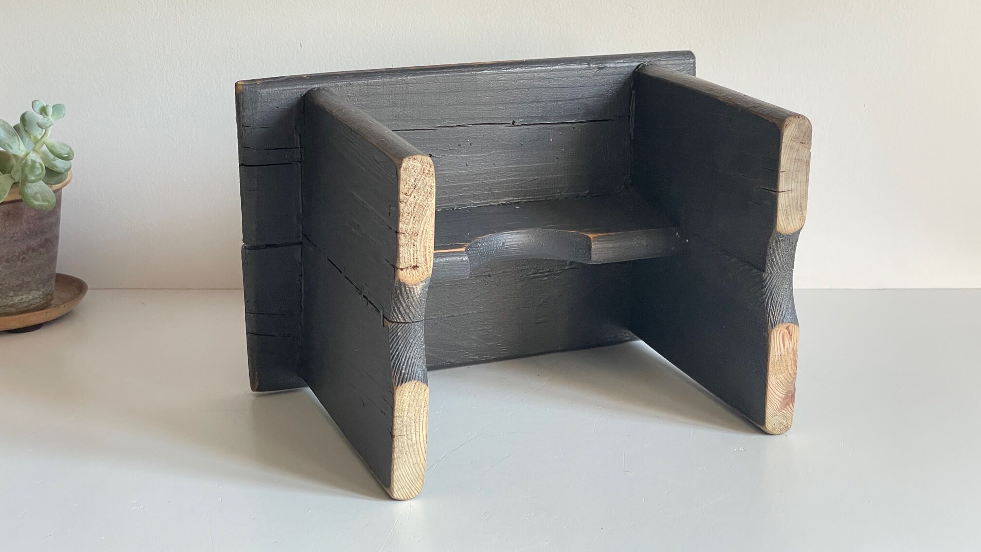 Vintage patinated grey stool